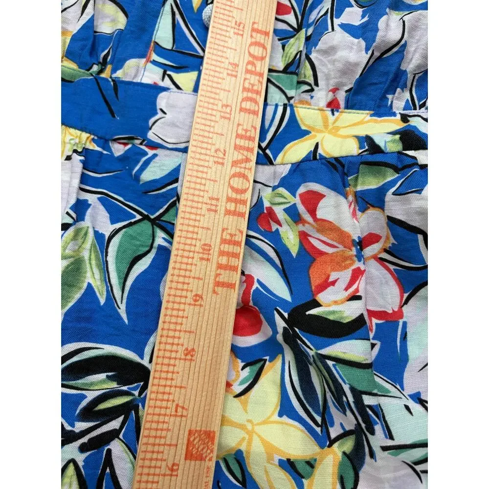 Skies Are Blue Floral Short Romper Sz XS Garden Floral Cottagecore Coastal Beach